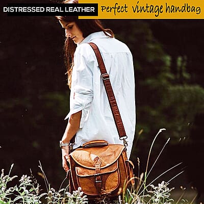 Rofozzi- Brown Icon Genuine Leather Camera Crossbody Shoulder Handbag , Designer Crossbody Bag Purse , Leather Handbags