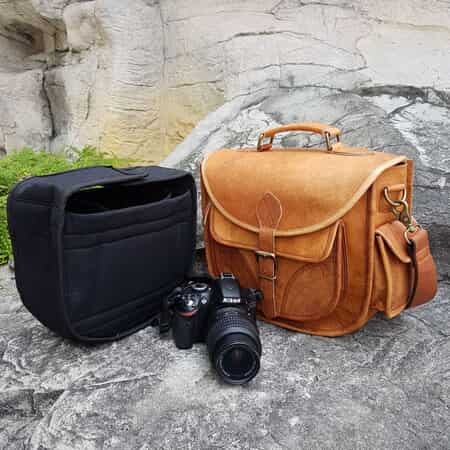 Rofozzi- Brown Icon Genuine Leather Camera Crossbody Shoulder Handbag , Designer Crossbody Bag Purse , Leather Handbags image number 6