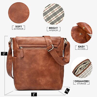 Rofozzi- City Crossbody Messenger Bag For Tablets with Casual Flap Satchel (Eco-friendly) , Women's Designer Crossbody Bags , Leather Handbags , Leather Purse