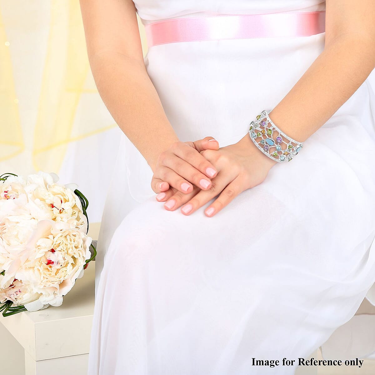 Boulder Opal Triplet and Multi Gemstone Cuff Bracelet in Sterling Silver (7.00 In) 51.80 Grams 58.00 ctw image number 2