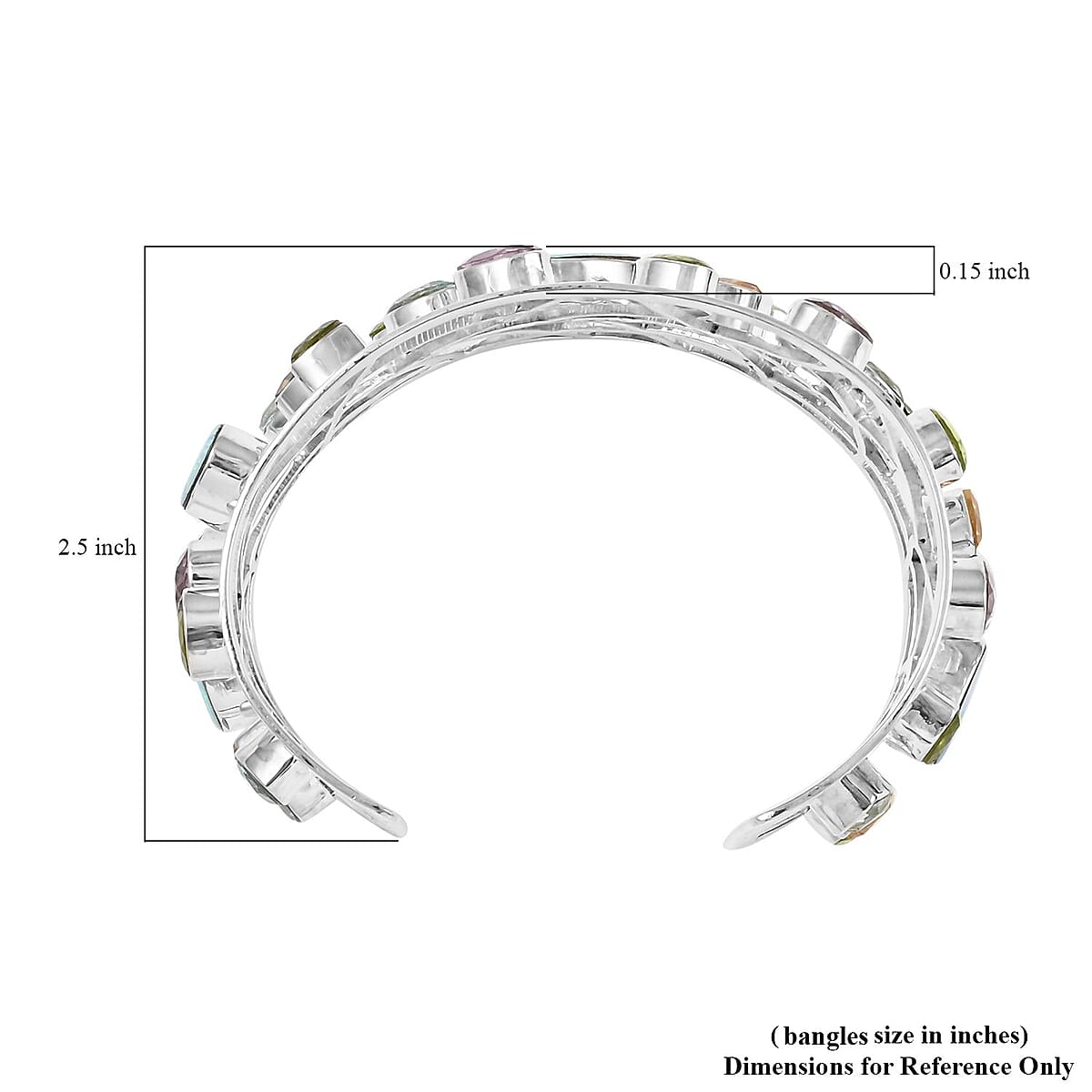 Boulder Opal Triplet and Multi Gemstone Cuff Bracelet in Sterling Silver (7.00 In) 51.80 Grams 58.00 ctw image number 3