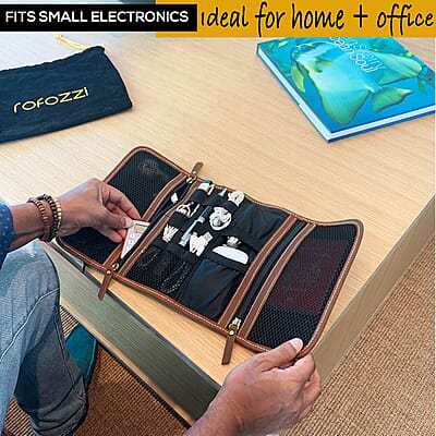 Rofozzi- Brown Genuine Leather Desk Organizer , Leather Organizer , Desk Storage