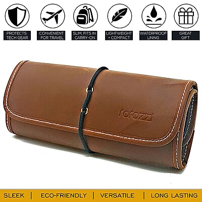 Rofozzi- Brown Genuine Leather Desk Organizer , Leather Organizer , Desk Storage