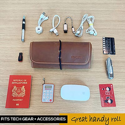 Rofozzi- Brown Genuine Leather Desk Organizer , Leather Organizer , Desk Storage