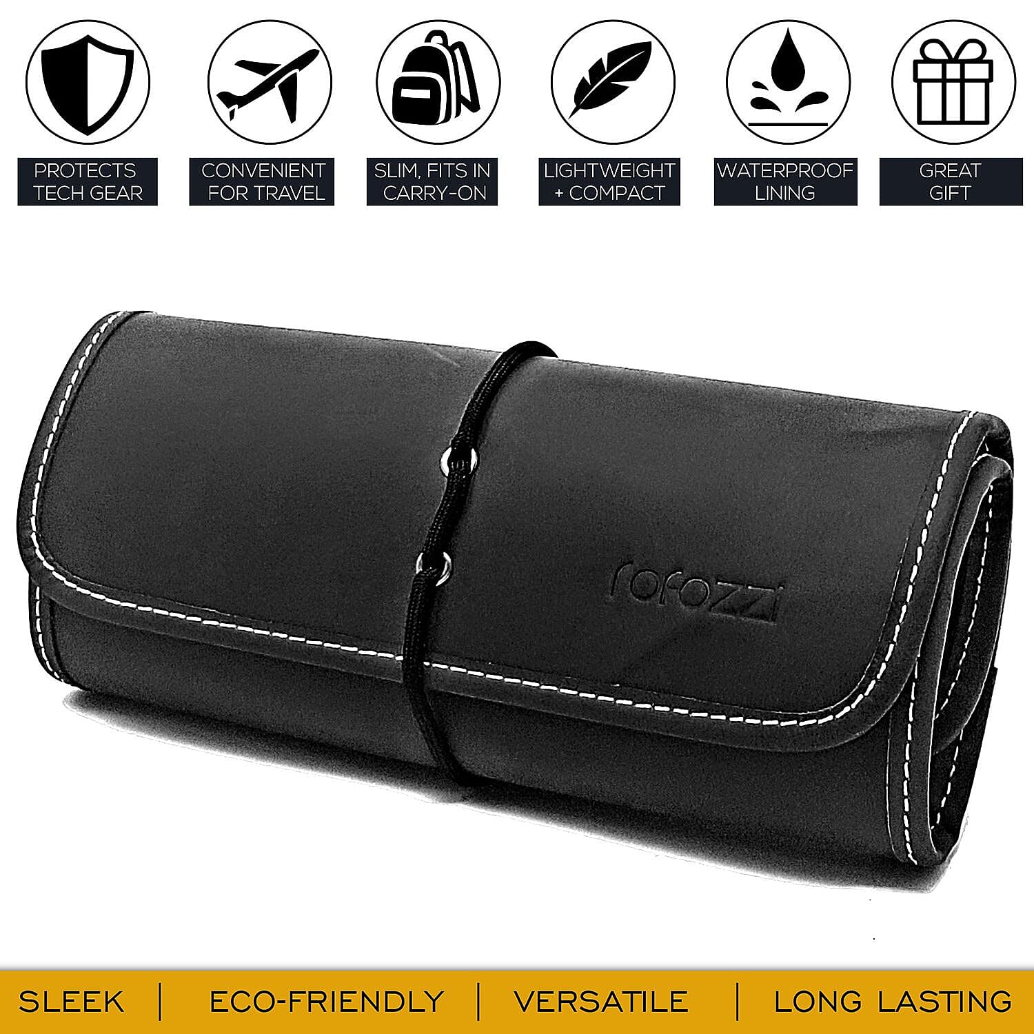 Rofozzi- Black Genuine Leather Desk Organizer