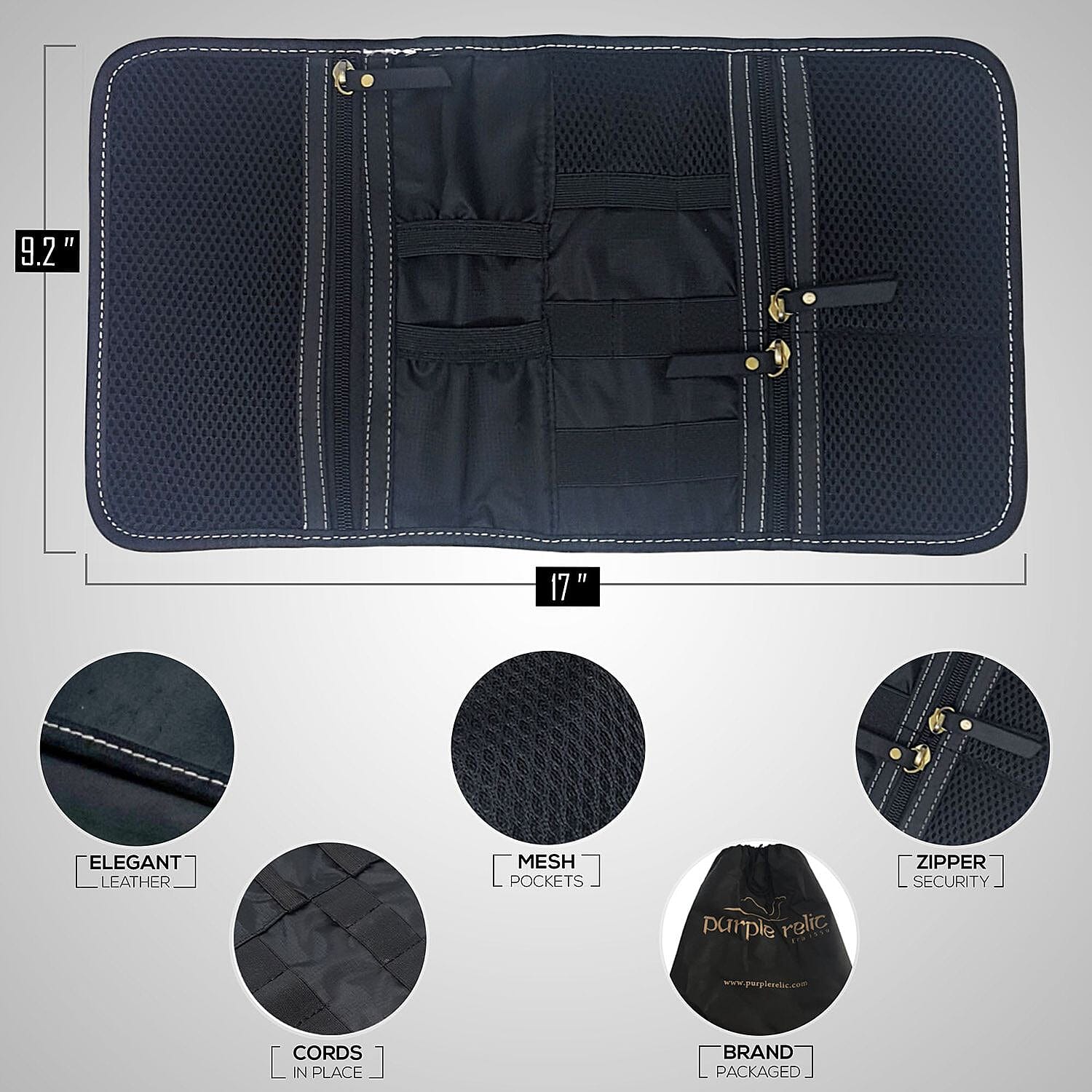 Rofozzi- Black Genuine Leather Desk Organizer