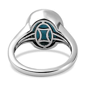 Sleeping Beauty Turquoise and White Zircon 4.09 ctw Ring in Platinum Over Sterling Silver (Size 9.0)