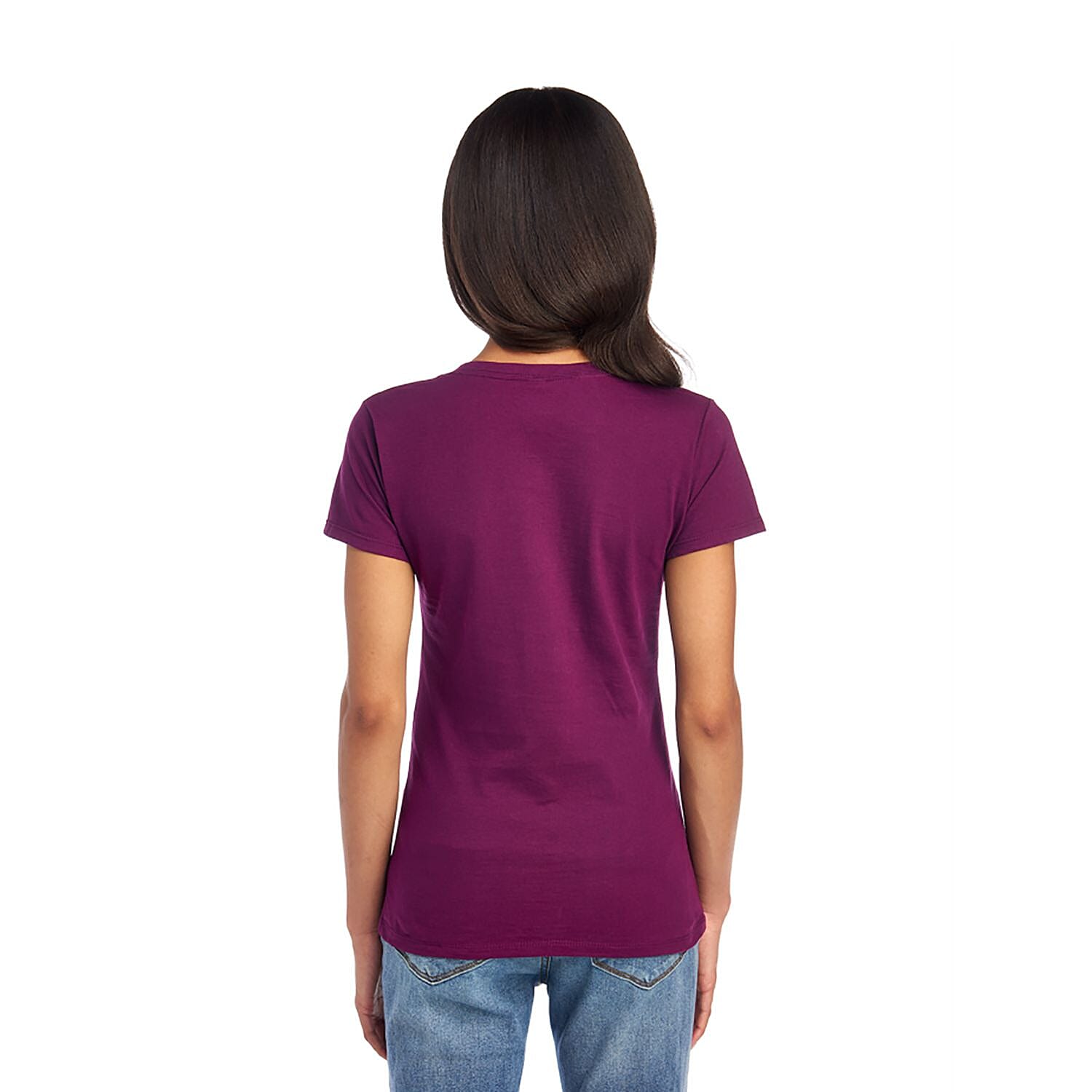2 Pack- FRUIT OF THE LOOM 100% Cotton V-Neck T-shirts - Navy and Plum-L