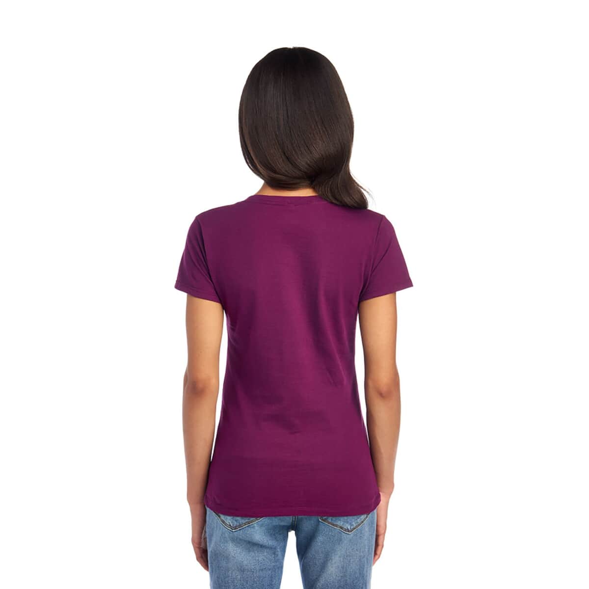 2 Pack- FRUIT OF THE LOOM 100% Cotton V-Neck T-shirts - Navy and Plum-L (Shipped in 8-10 days) image number 2