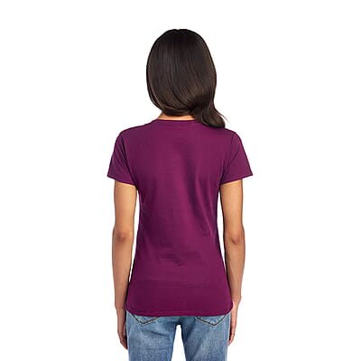 2 Pack- FRUIT OF THE LOOM 100% Cotton V-Neck T-shirts - Navy and Plum-L