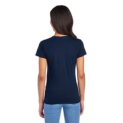 2 Pack- FRUIT OF THE LOOM 100% Cotton V-Neck T-shirts - Navy and Plum-L