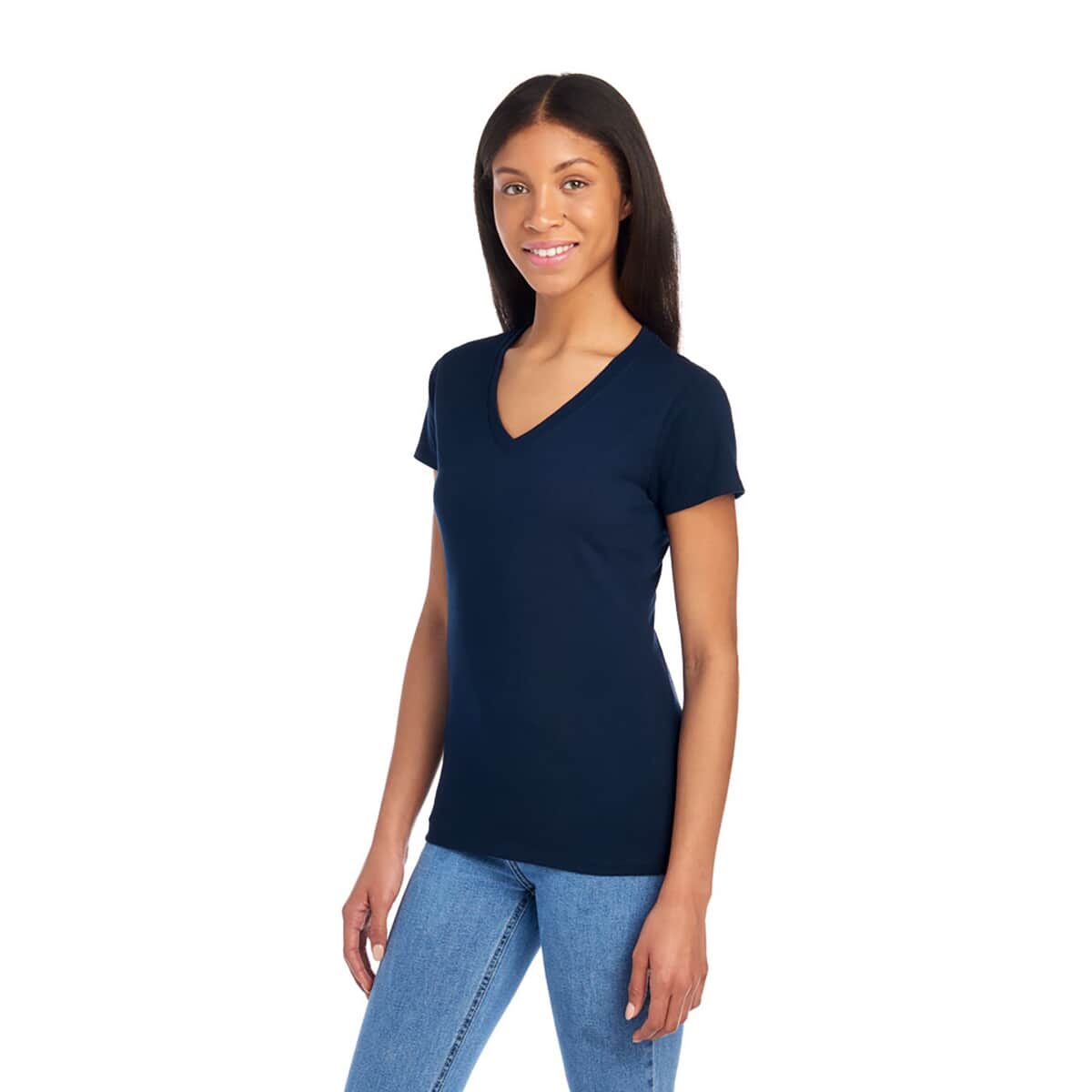 2 Pack- FRUIT OF THE LOOM 100% Cotton V-Neck T-shirts - Navy and Plum-XL image number 5