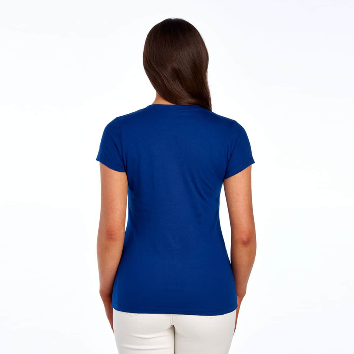 2 Pack- FRUIT OF THE LOOM 100% Cotton V-Neck T-shirts - White and Blue-L image number 3