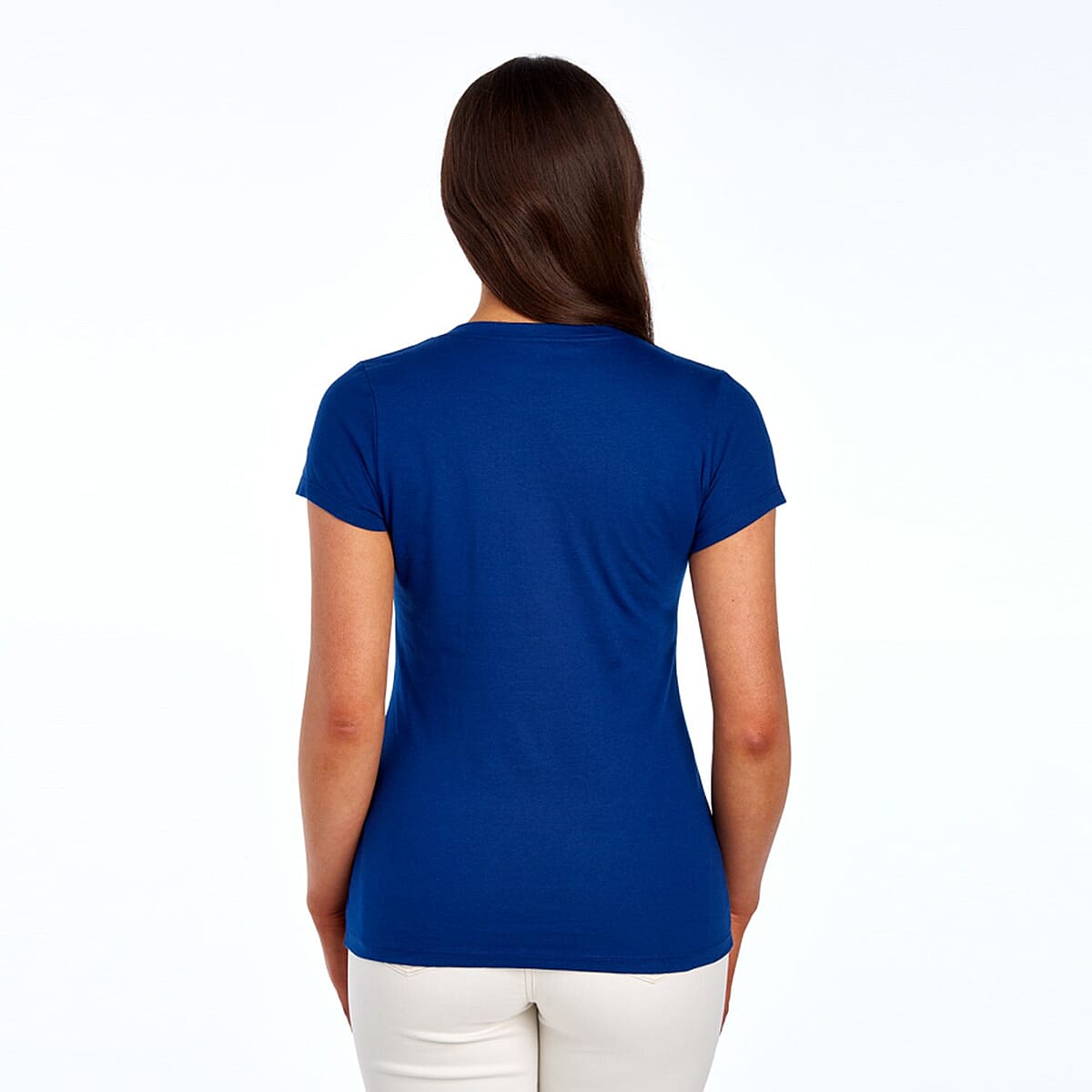 2 Pack- FRUIT OF THE LOOM 100% Cotton V-Neck T-shirts - White and Blue-XL image number 3