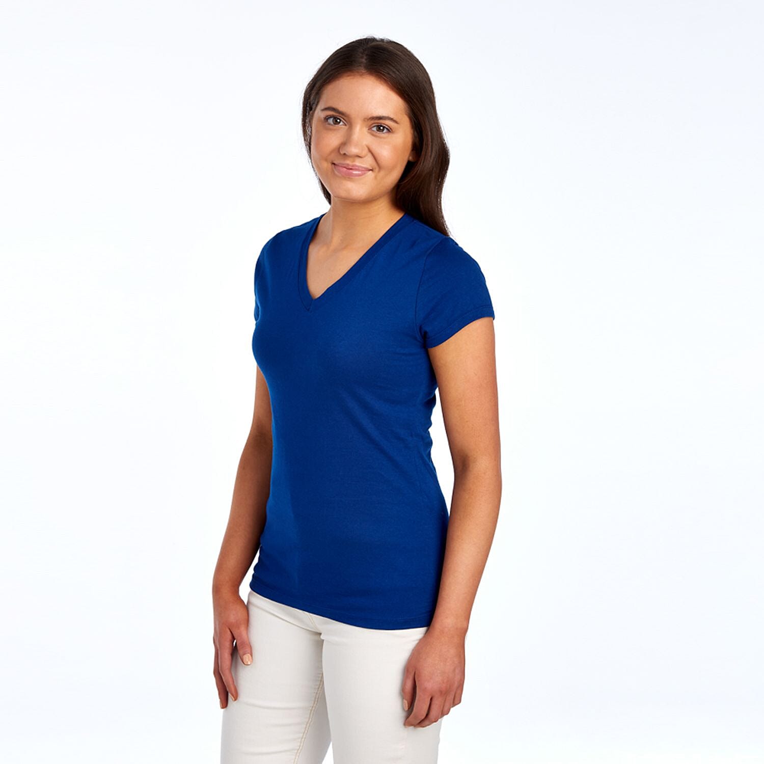Closeout 2 Pack- Fruit Of The Loom 100% Cotton V-Neck T-shirts - White and Navy Blue-3X