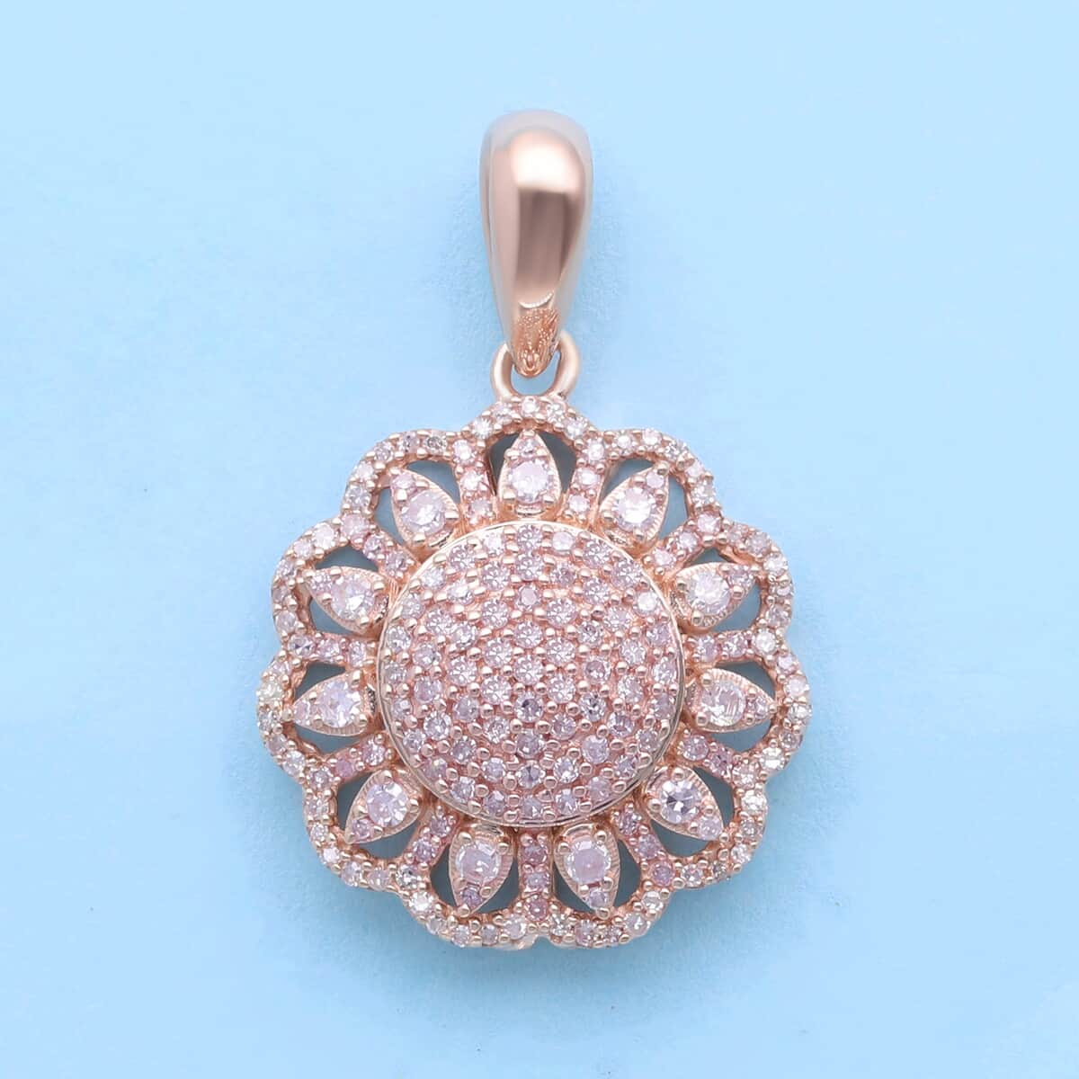 Natural Pink Diamond I3 Cocktail Pendant in Vermeil Rose Gold Over Sterling Silver 0.50 ctw image number 1