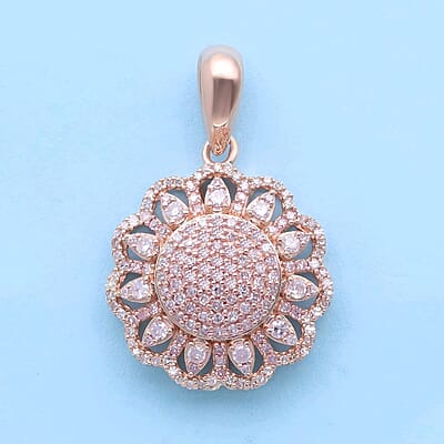 Natural Pink Diamond I3 Cocktail Pendant in Vermeil Rose Gold Over Sterling Silver 0.50 ctw