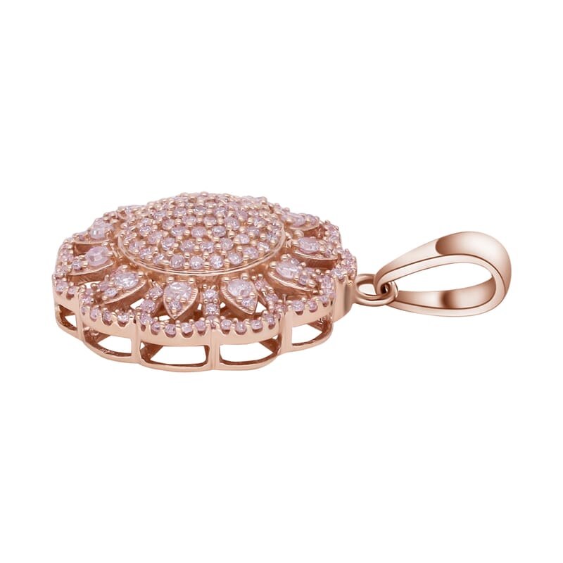 Natural Pink Diamond I3 Cocktail Pendant in Vermeil Rose Gold Over Sterling Silver 0.50 ctw
