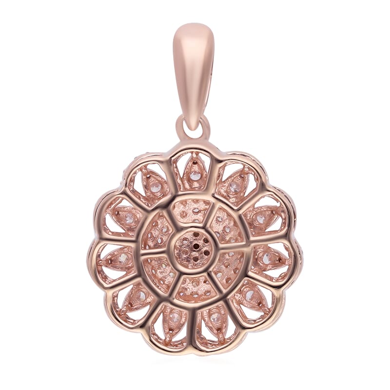 Natural Pink Diamond I3 Cocktail Pendant in Vermeil Rose Gold Over Sterling Silver 0.50 ctw