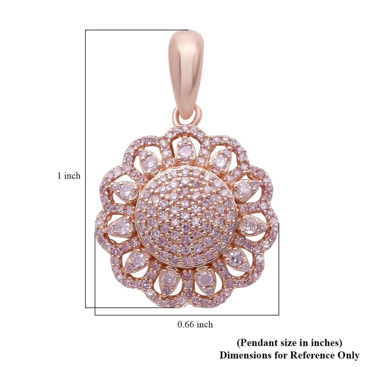 Natural Pink Diamond I3 Cocktail Pendant in Vermeil Rose Gold Over Sterling Silver 0.50 ctw image number 4