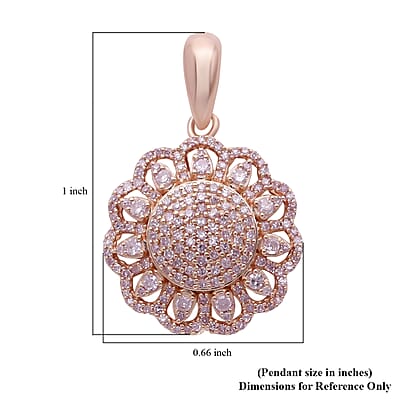 Natural Pink Diamond I3 Cocktail Pendant in Vermeil Rose Gold Over Sterling Silver 0.50 ctw