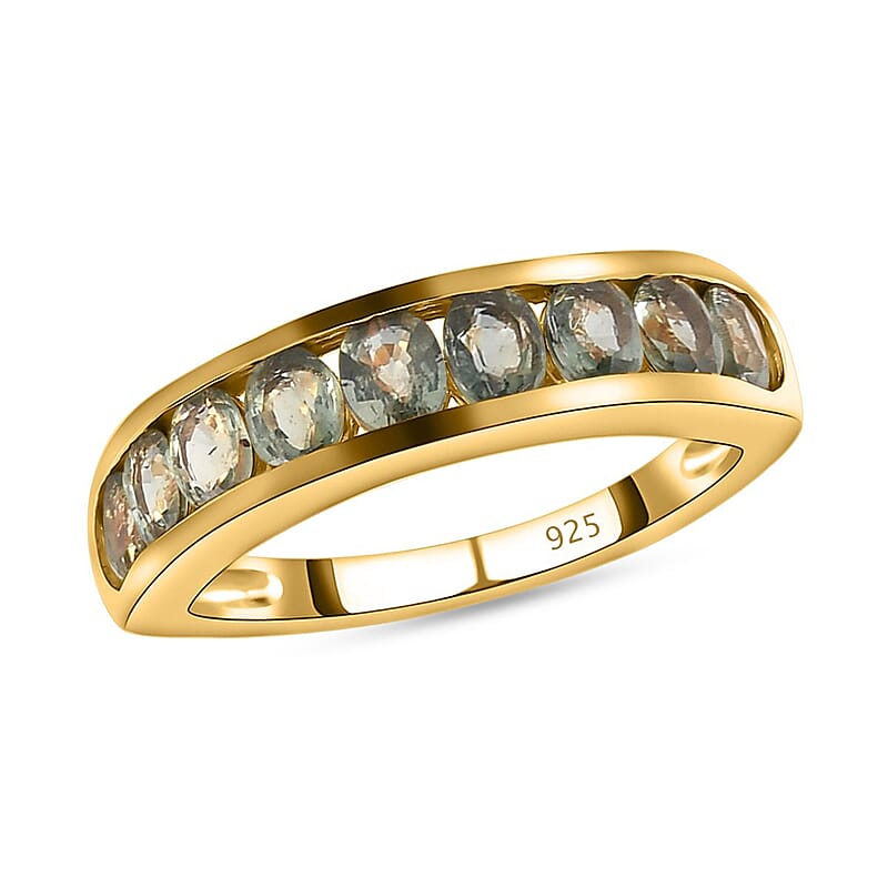 Green Sapphire 2.15 ctw Band Ring in 14K YG Over Sterling Silver (Size 10.0)