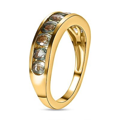 Green Sapphire 2.15 ctw Band Ring in 14K YG Over Sterling Silver (Size 10.0)