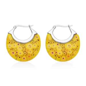 Yellow Murano Style Basket Earrings in Stainless Steel , Tarnish-Free, Waterproof, Sweat Proof Jewelry