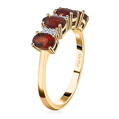 Brazilian Cherry Citrine Ring,  White Zircon Accent Ring,  Vermeil Yellow Gold Over Sterling Silver Ring,  Promise Ring 2.00 ctw