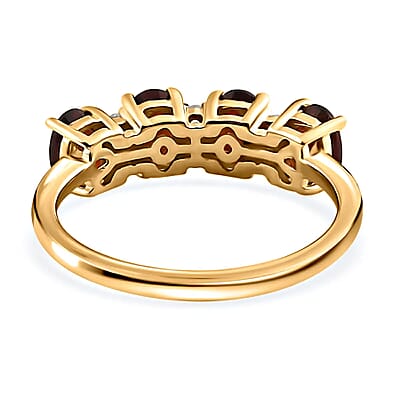 Brazilian Cherry Citrine Ring,  White Zircon Accent Ring,  Vermeil Yellow Gold Over Sterling Silver Ring,  Promise Ring 2.00 ctw