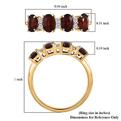 Brazilian Cherry Citrine Ring,  White Zircon Accent Ring,  Vermeil Yellow Gold Over Sterling Silver Ring,  Promise Ring 2.00 ctw