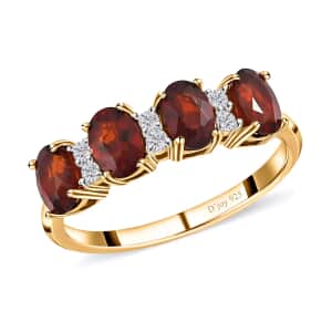 Brazilian Cherry Citrine and White Zircon 2.00 ctw Ring, Vermeil Yellow Gold Over Sterling Silver Ring, Promise Ring (Size 11.00)