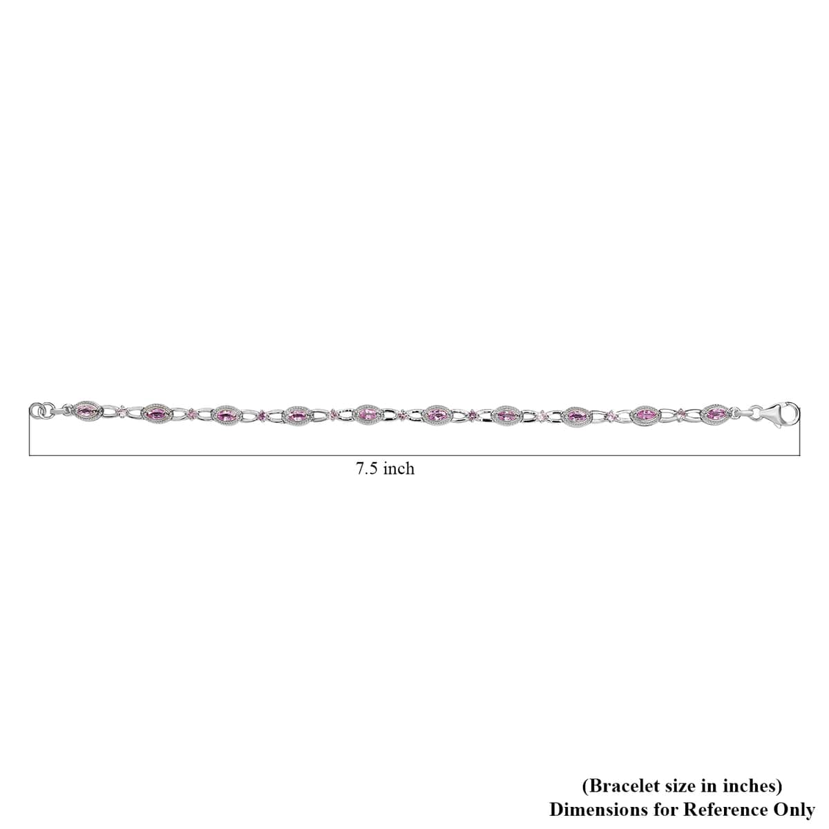 Madagascar Pink Sapphire Station Bracelet in Platinum Over Sterling Silver (7.25 In) (8.65 g) 2.15 ctw image number 4