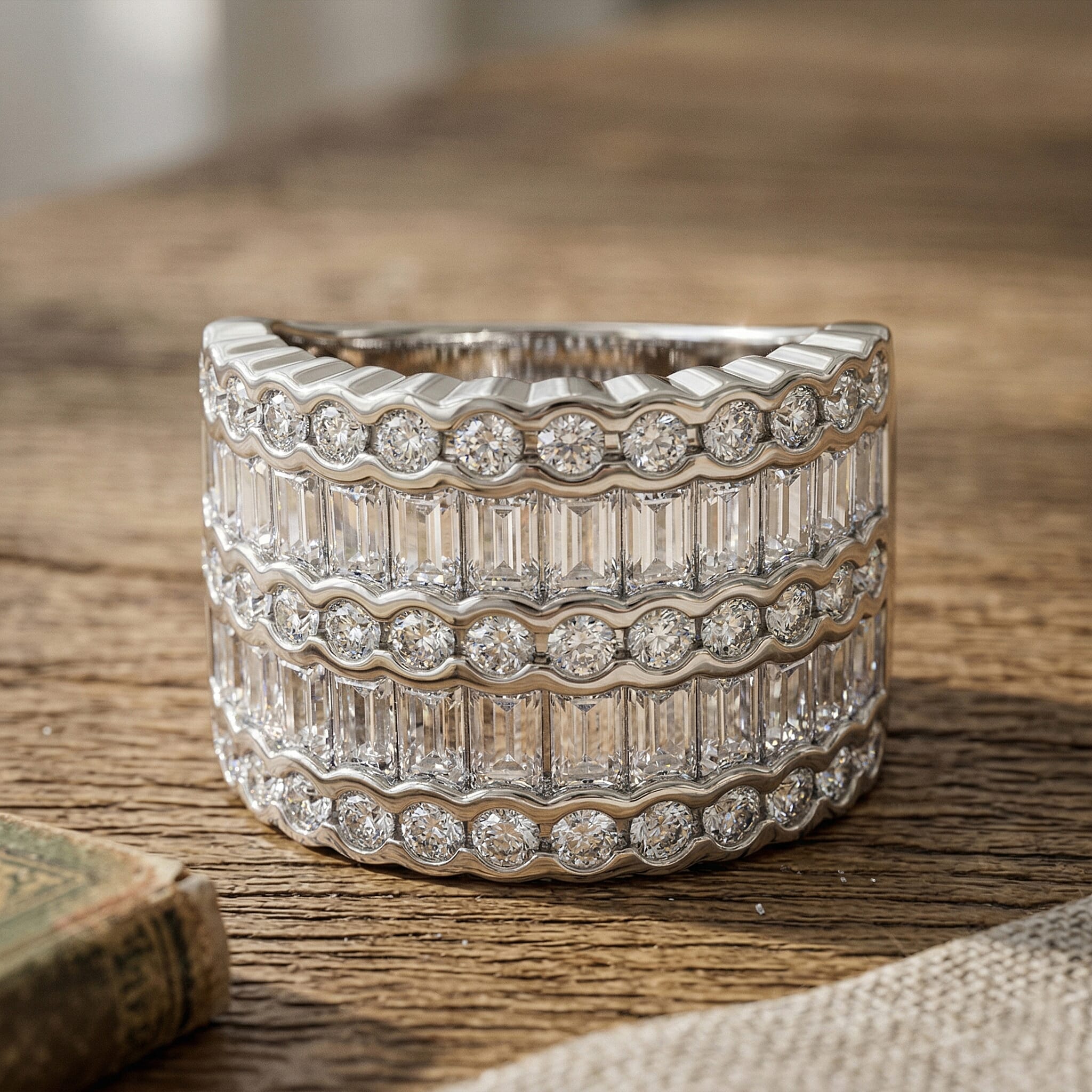 Simulated Diamond 1.70 ctw Ring in Rhodium Over Sterling Silver (Size 5.5)