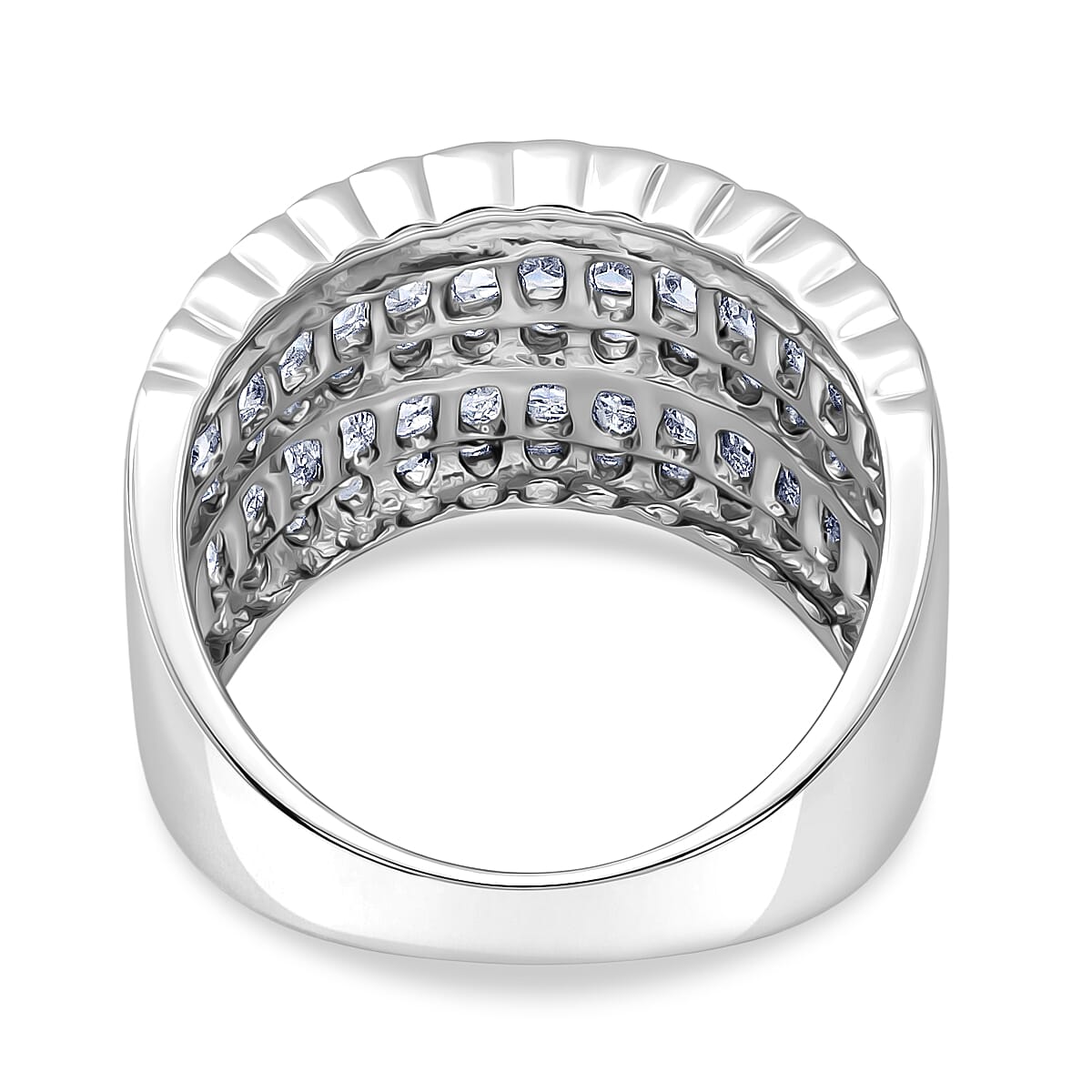 Simulated Diamond 1.70 ctw Ring in Rhodium Over Sterling Silver (Size 5.5)