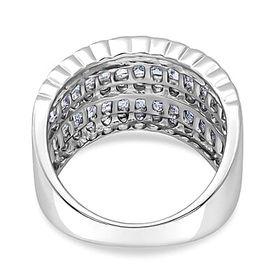 Simulated Diamond 1.70 ctw Ring in Rhodium Over Sterling Silver (Size 5.5)