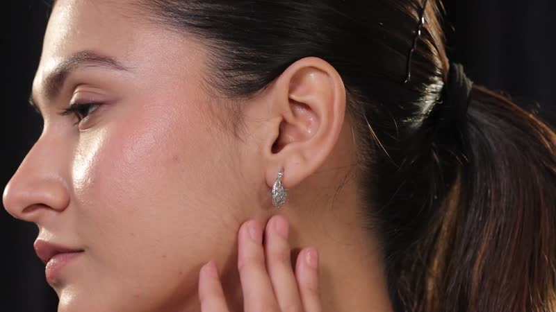 Artisan Crafted Polki Diamond Hanging Earrings in Platinum Over Sterling Silver 1.00 ctw