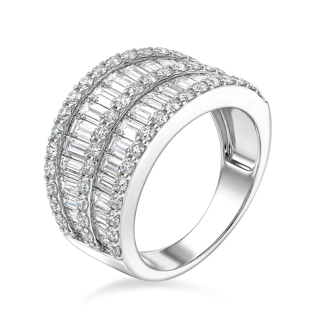 Simulated Diamond Ring in Rhodium Over Sterling Silver (Size 6.5) 2.00 ctw