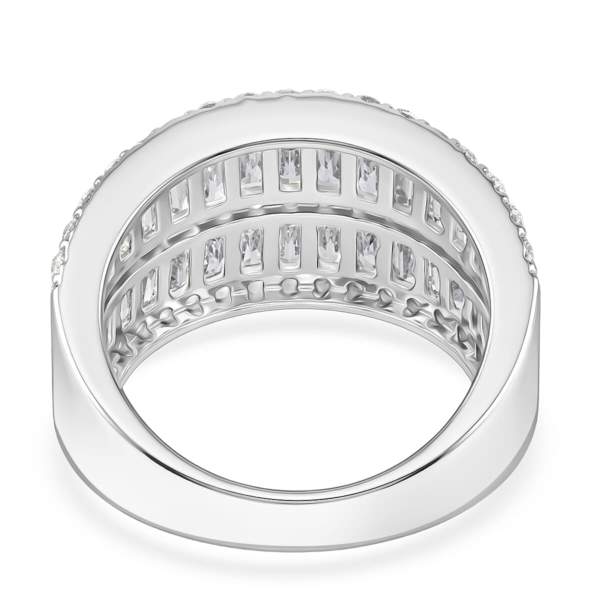 Simulated Diamond Ring in Rhodium Over Sterling Silver (Size 6.5) 2.00 ctw