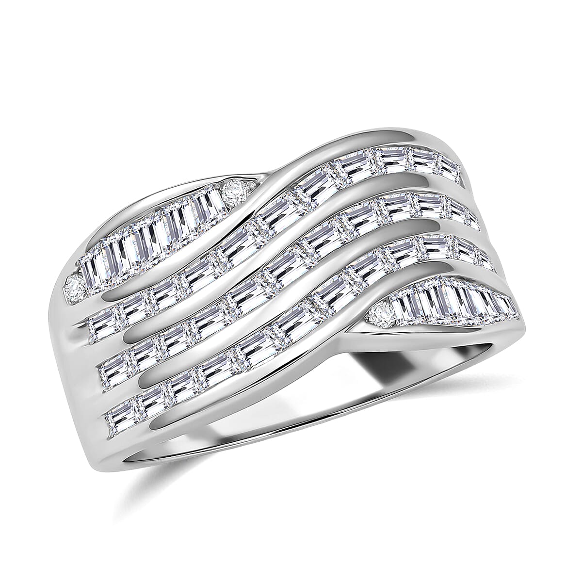 Simulated Diamond Ring in Rhodium Over Sterling Silver