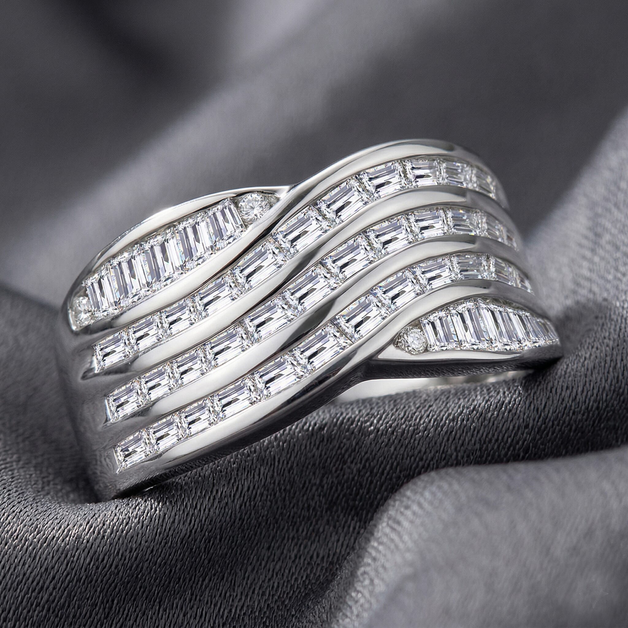Simulated Diamond Ring in Rhodium Over Sterling Silver