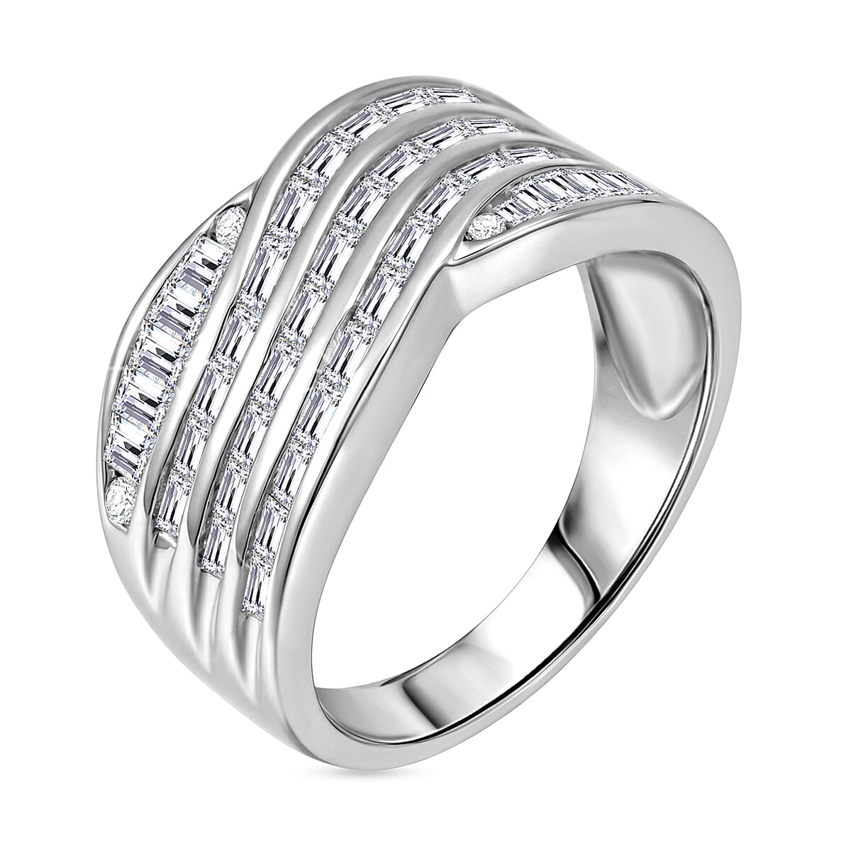 Simulated Diamond Ring in Rhodium Over Sterling Silver