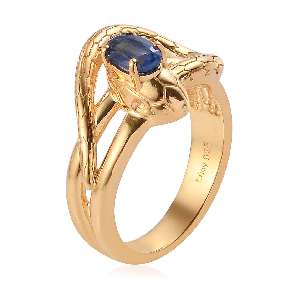 Kyanite Everlasting Love Intertwined Snake Ring in Vermeil Yellow Gold Over Sterling Silver (Size 7.0) 0.65 ctw image number 3