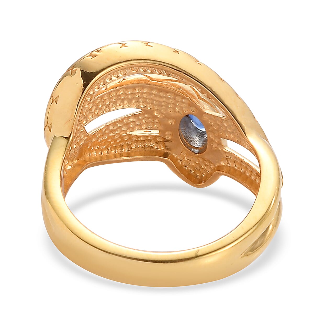Kyanite Everlasting Love Intertwined Snake Ring in Vermeil Yellow Gold Over Sterling Silver (Size 7.0) 0.65 ctw image number 4
