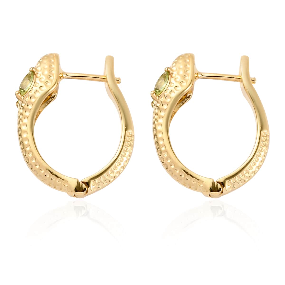 Peridot Eternal Love Snake Hoop Earrings in Vermeil Yellow Gold Over Sterling Silver 0.35 ctw image number 3