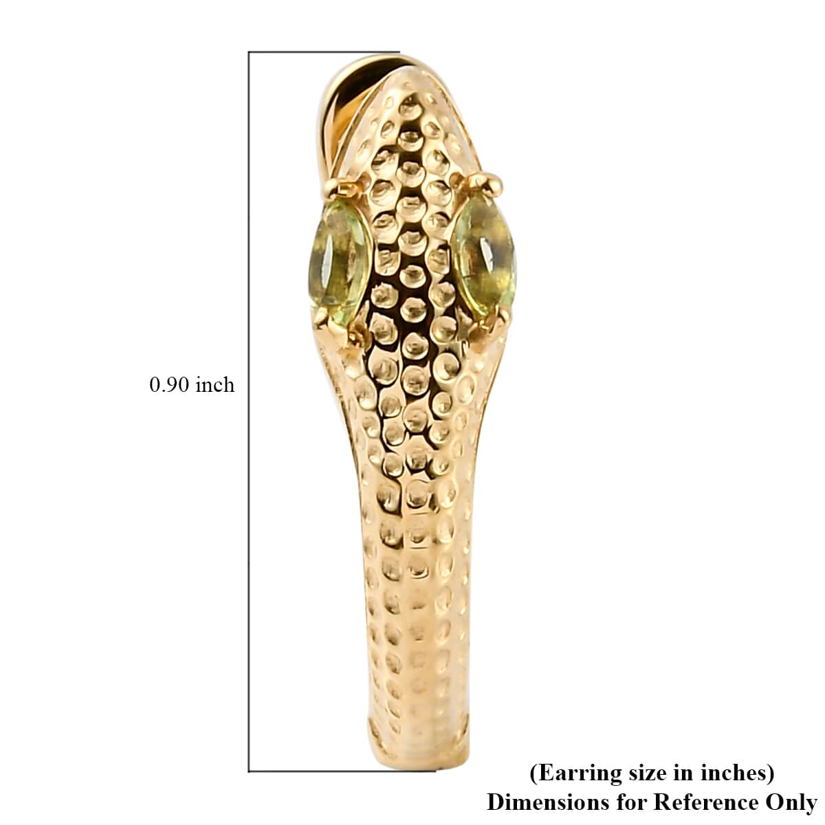 Peridot Eternal Love Snake Hoop Earrings in Vermeil Yellow Gold Over Sterling Silver 0.35 ctw image number 4