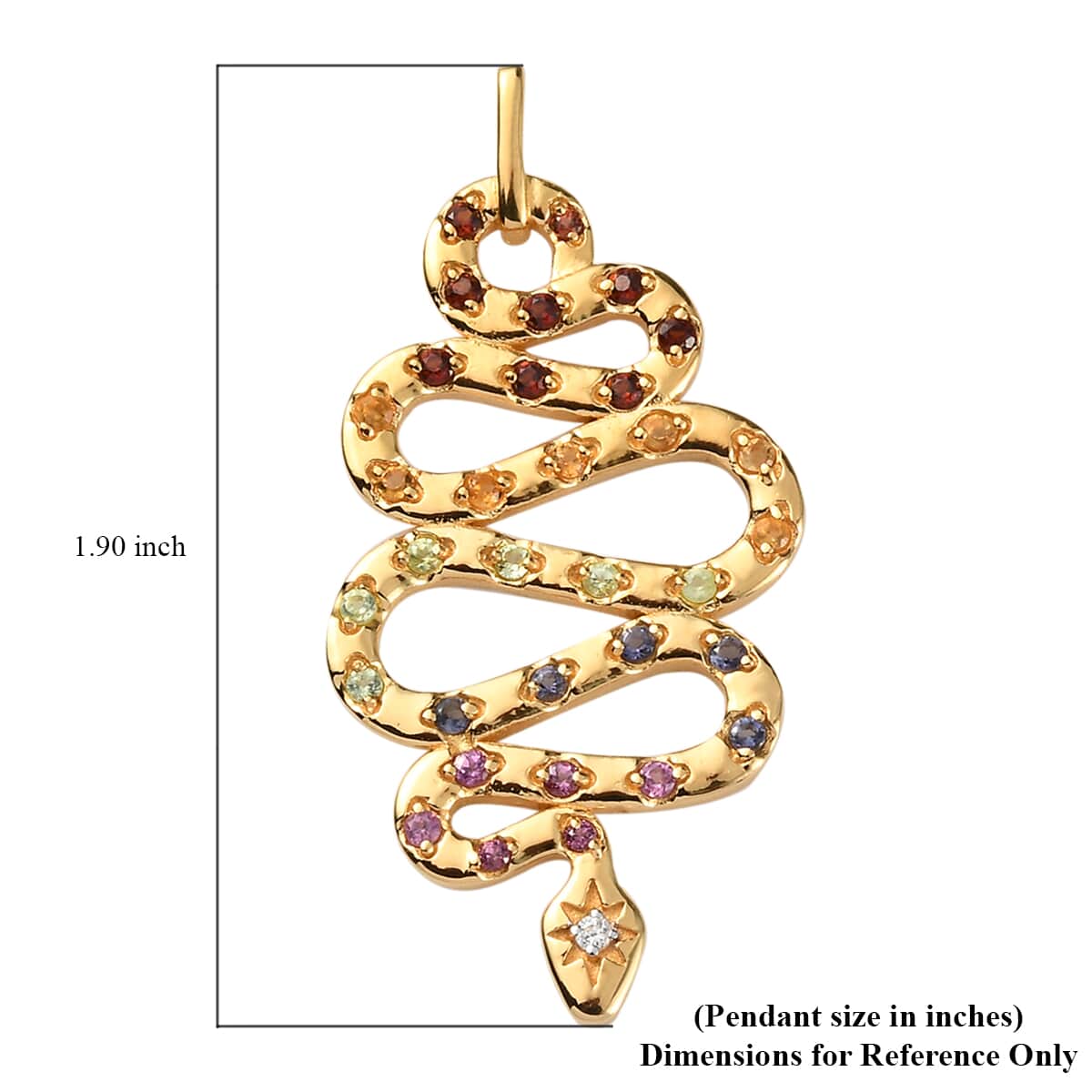 Multi Gemstone Oversized Statement Snake Pendant in Vermeil Yellow Gold Over Sterling Silver 0.90 ctw image number 5