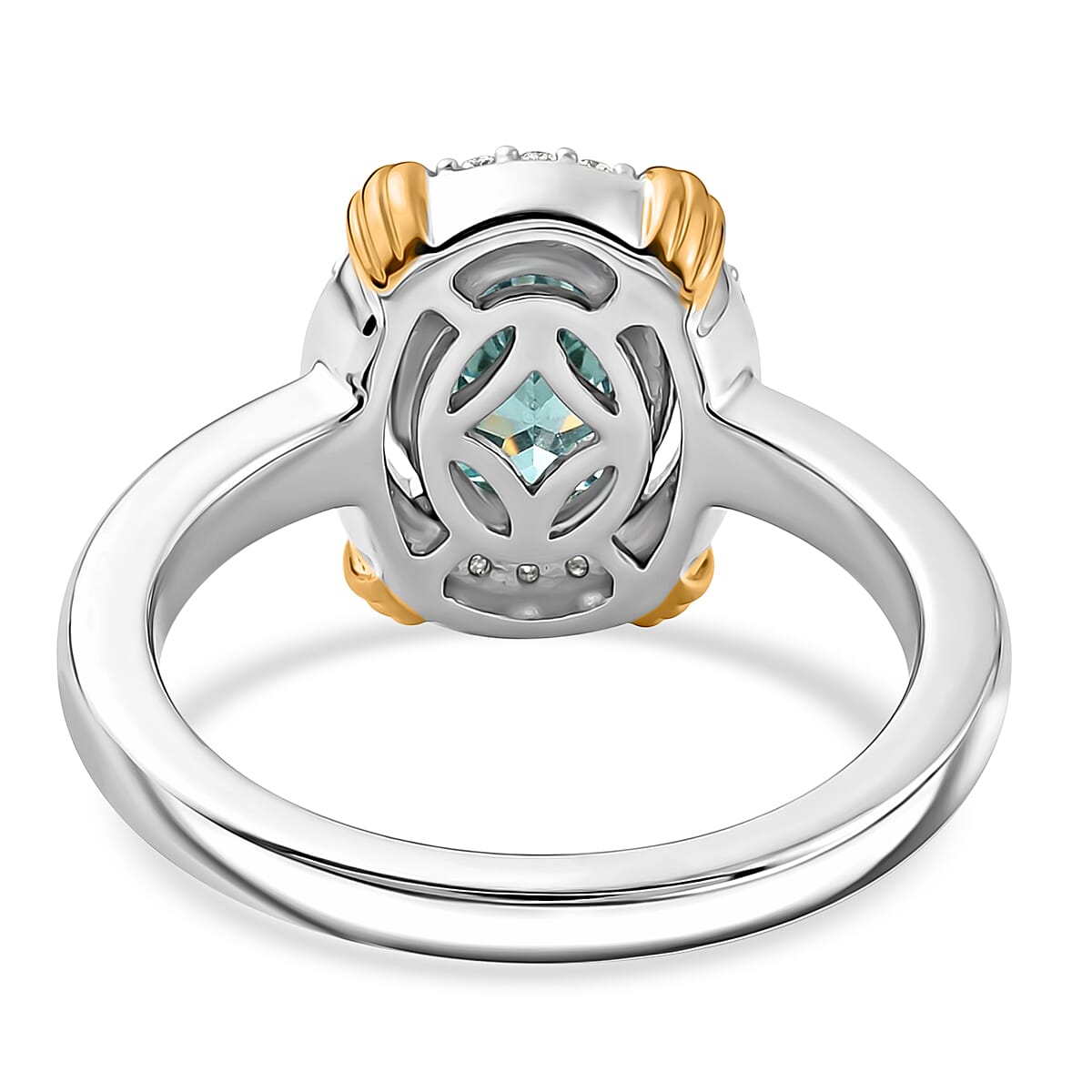 Grandidierite and Zircon 0.85 ctw Ring in 14K YG and Platinum Over Sterling Silver (Size 10.0)