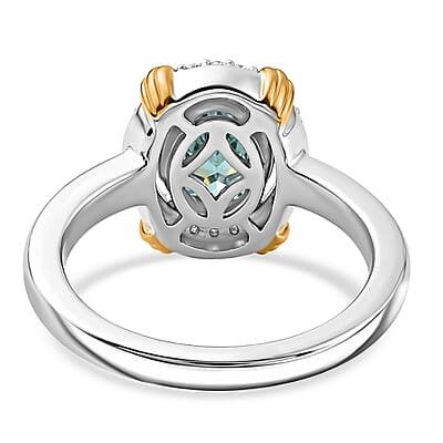 Grandidierite and Zircon 0.85 ctw Ring in 14K YG and Platinum Over Sterling Silver (Size 10.0)