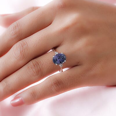 Luxoro 10K White Gold Premium Peacock Tanzanite and G-H I3 Diamond Ring (Size 7.0) 2.25 Grams 3.80 ctw